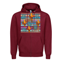 Burgundy cactus gemstone seamless Zipper Hoodie - AdoDesignShop