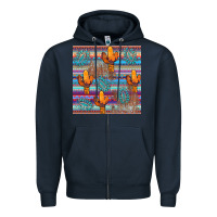 Navy cactus gemstone seamless Zipper Hoodie - AdoDesignShop
