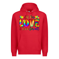 Red all for love and love for love Premium Hoodie - LillyAllenDesigns