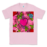 Bubblegum Pink valentines day flower heart with leopard seamless pattern Classic Tee - BundleAndBundleShop