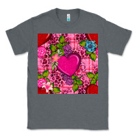 Charcoal Heather valentines day flower heart with leopard seamless pattern Classic Tee - BundleAndBundleShop