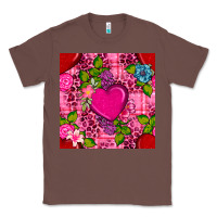 Chestnut valentines day flower heart with leopard seamless pattern Classic Tee - BundleAndBundleShop