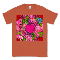 Copper valentines day flower heart with leopard seamless pattern Classic Tee - BundleAndBundleShop