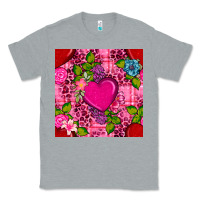 Heather Grey valentines day flower heart with leopard seamless pattern Classic Tee - BundleAndBundleShop