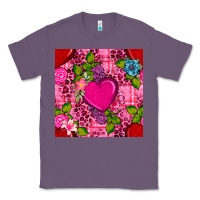 Lavender valentines day flower heart with leopard seamless pattern Classic Tee - BundleAndBundleShop