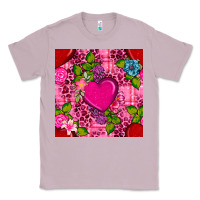Lilac valentines day flower heart with leopard seamless pattern Classic Tee - BundleAndBundleShop