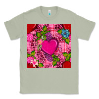 Matcha valentines day flower heart with leopard seamless pattern Classic Tee - BundleAndBundleShop