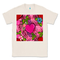 Natural valentines day flower heart with leopard seamless pattern Classic Tee - BundleAndBundleShop