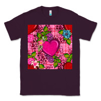 Plum valentines day flower heart with leopard seamless pattern Classic Tee - BundleAndBundleShop