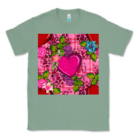Sage valentines day flower heart with leopard seamless pattern Classic Tee - BundleAndBundleShop