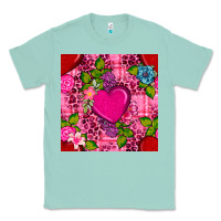 Seafoam valentines day flower heart with leopard seamless pattern Classic Tee - BundleAndBundleShop