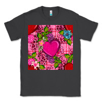 Smoke valentines day flower heart with leopard seamless pattern Classic Tee - BundleAndBundleShop