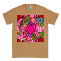 Toasted Coconut valentines day flower heart with leopard seamless pattern Classic Tee - BundleAndBundleShop