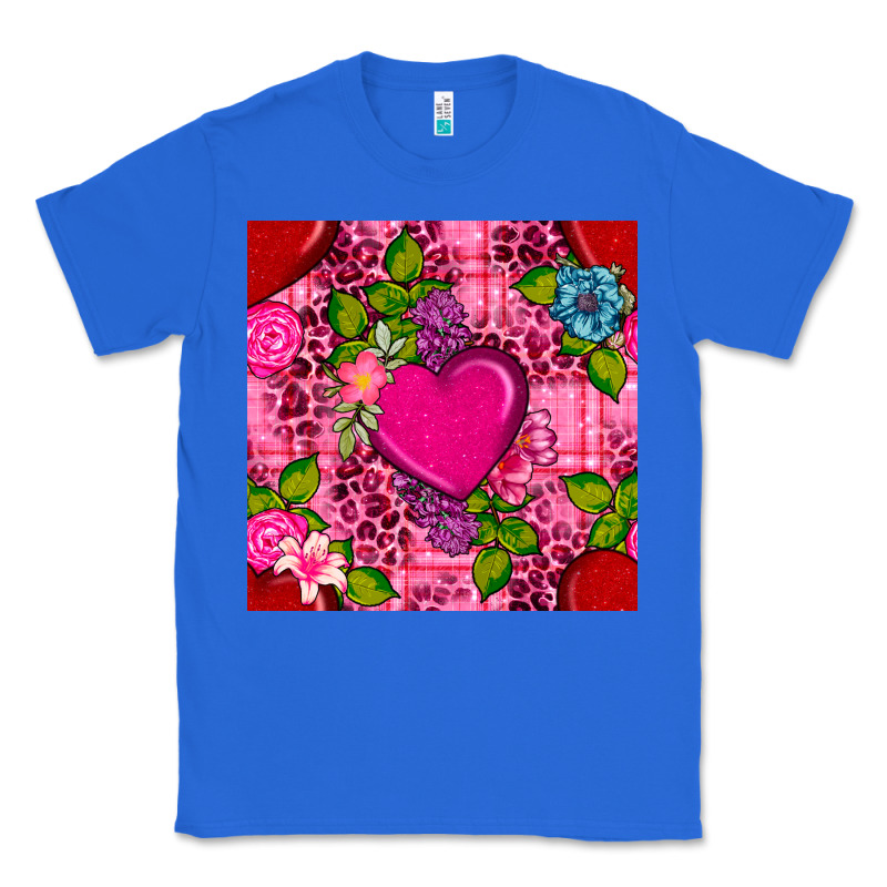 Valentines Day Flower Heart With Leopard Seamless Pattern Classic Tee by BundleAndBundleShop | Teevron