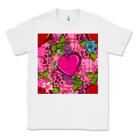 White valentines day flower heart with leopard seamless pattern Classic Tee - BundleAndBundleShop