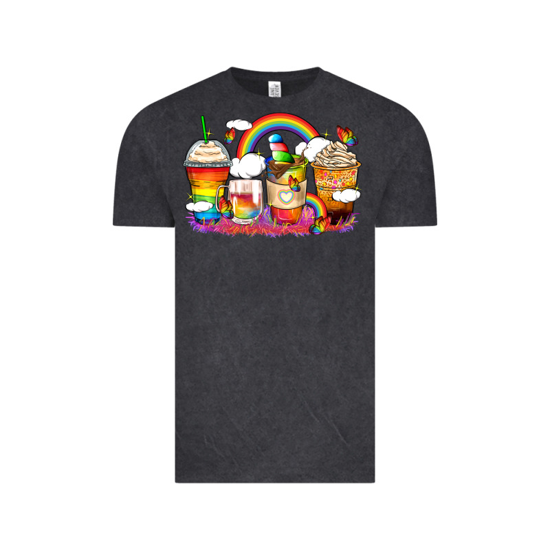Rainbow Coffee Cups Vintage Tee by Zillion Design Studio | Teevron