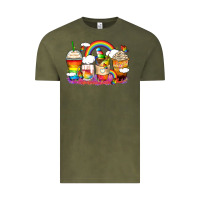 Vintage Olive rainbow coffee cups Vintage Tee - Zillion Design Studio