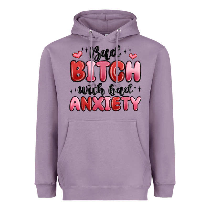 Bad Bitch With Bad Anxiety Heavyweight Hoodie by MaliasSmallBusiness | Teevron