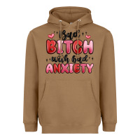 Toasted Coconut bad bitch with bad anxiety Heavyweight Hoodie - MaliasSmallBusiness