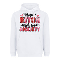 White bad bitch with bad anxiety Heavyweight Hoodie - MaliasSmallBusiness