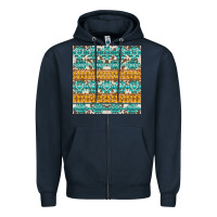 Navy aztec cowhide seamless Zipper Hoodie - AdoDesignShop