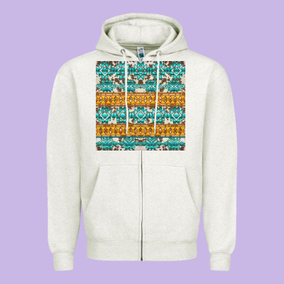 Aztec Cowhide Seamless Zipper Hoodie Designed By Adodesignshop