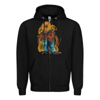Black western boots with sunflowers Zipper Hoodie - Artiststas