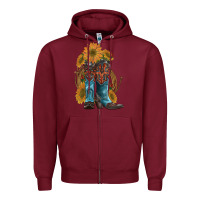 Burgundy western boots with sunflowers Zipper Hoodie - Artiststas