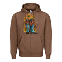 Chestnut western boots with sunflowers Zipper Hoodie - Artiststas