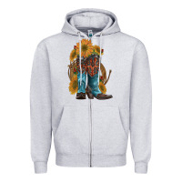 Heather Grey western boots with sunflowers Zipper Hoodie - Artiststas
