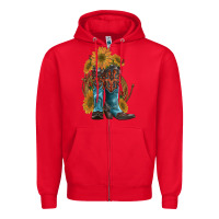 Red western boots with sunflowers Zipper Hoodie - Artiststas