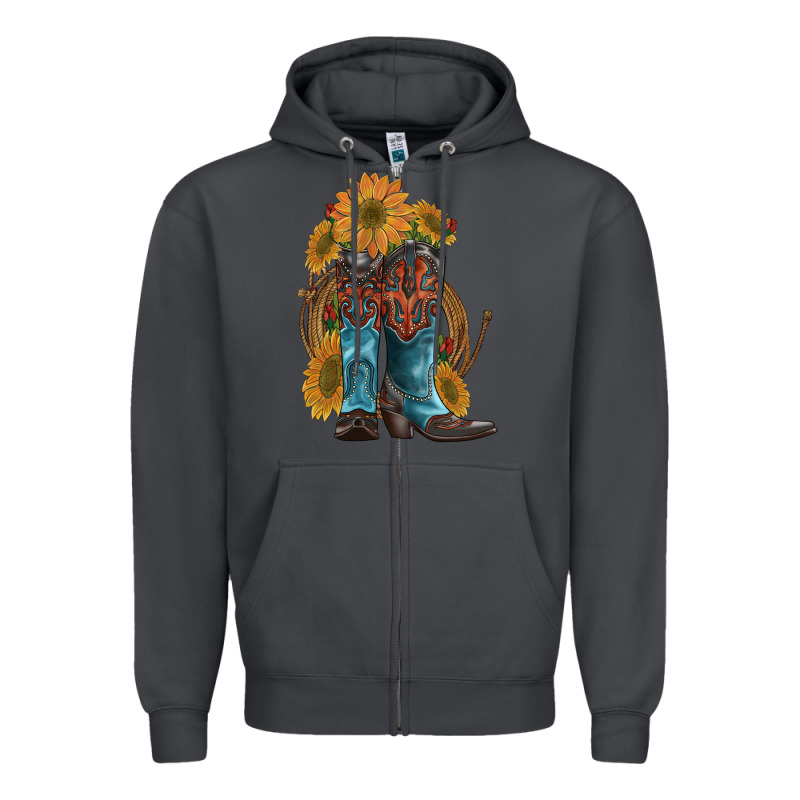 Western Boots With Sunflowers Zipper Hoodie by Artiststas | Teevron