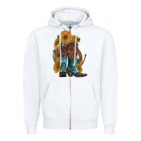 White western boots with sunflowers Zipper Hoodie - Artiststas