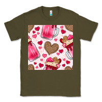 Army Green valentines day milkshake seamless pattern Classic Tee - BundleAndBundleShop