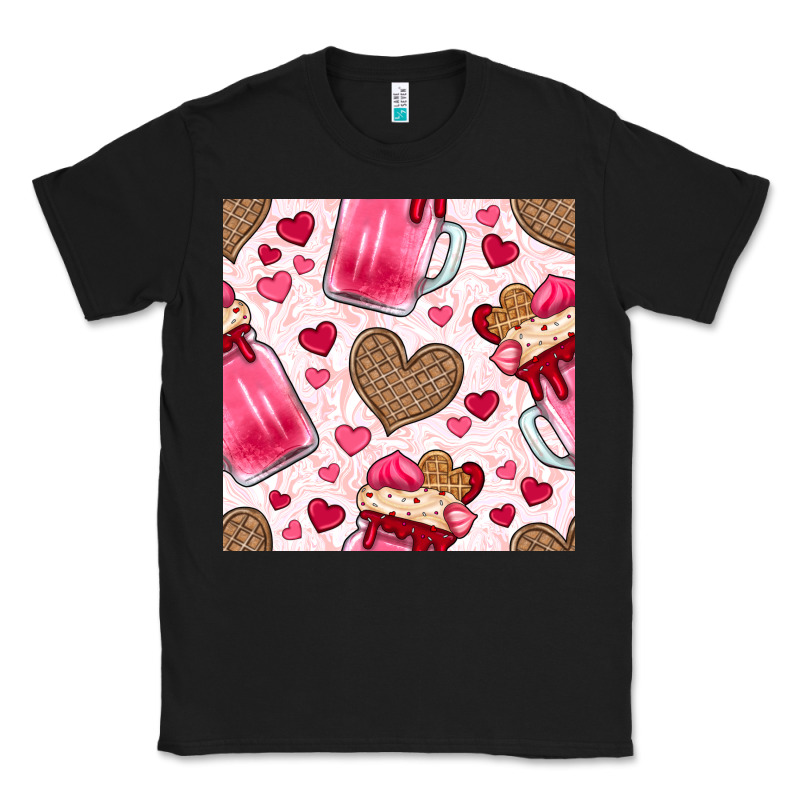 Valentines Day Milkshake Seamless Pattern Classic Tee by BundleAndBundleShop | Teevron