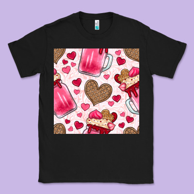 Valentines Day Milkshake Seamless Pattern Classic Tee Designed By Bundleandbundleshop