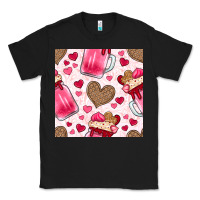 Black valentines day milkshake seamless pattern Classic Tee - BundleAndBundleShop