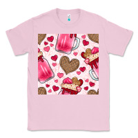 Bubblegum Pink valentines day milkshake seamless pattern Classic Tee - BundleAndBundleShop