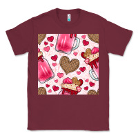 Burgundy valentines day milkshake seamless pattern Classic Tee - BundleAndBundleShop