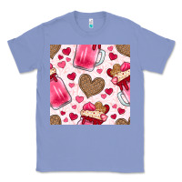 Colony Blue valentines day milkshake seamless pattern Classic Tee - BundleAndBundleShop