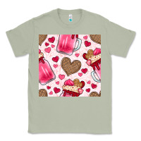 Matcha valentines day milkshake seamless pattern Classic Tee - BundleAndBundleShop