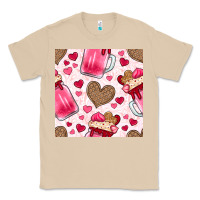 Mushroom valentines day milkshake seamless pattern Classic Tee - BundleAndBundleShop