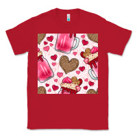 Red valentines day milkshake seamless pattern Classic Tee - BundleAndBundleShop