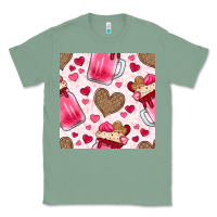 Sage valentines day milkshake seamless pattern Classic Tee - BundleAndBundleShop