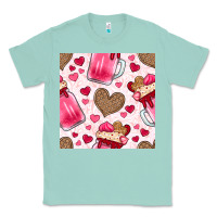 Seafoam valentines day milkshake seamless pattern Classic Tee - BundleAndBundleShop