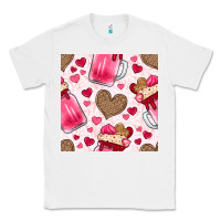 White valentines day milkshake seamless pattern Classic Tee - BundleAndBundleShop