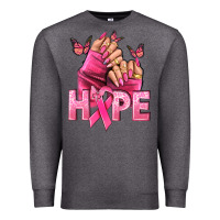 Charcoal Heather Hope Breast Cancer Caucasian hand nails Premium Sweatshirt - NancyCooperArtShop