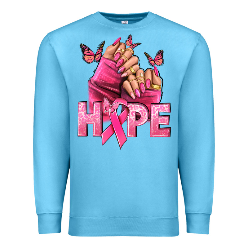 Hope Breast Cancer Caucasian Hand Nails Premium Sweatshirt by NancyCooperArtShop | Teevron