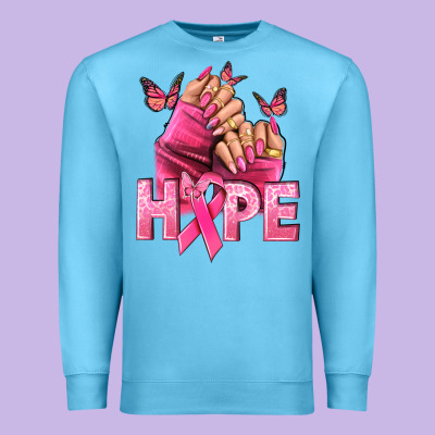 Hope Breast Cancer Caucasian Hand Nails Premium Sweatshirt Designed By Nancycooperartshop