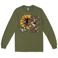 Army Green leopard cross sunflower butterfly Long Sleeve Tee - JahusDesignShop